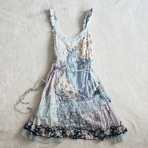 Sacred Threads Blue Patchwork Dress